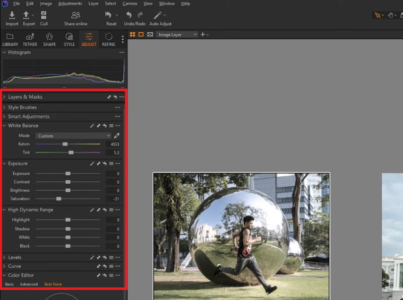 Thực hiện chỉnh sủa cơ bản trên Capture one
