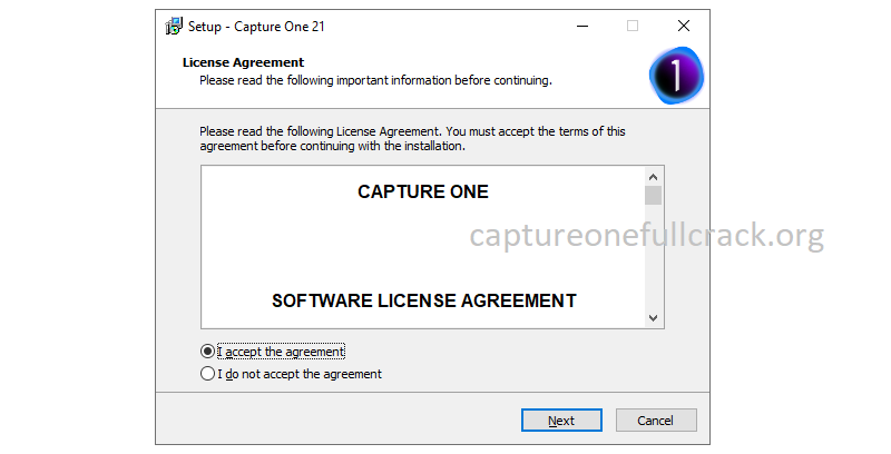 I accept the agreement → Next.