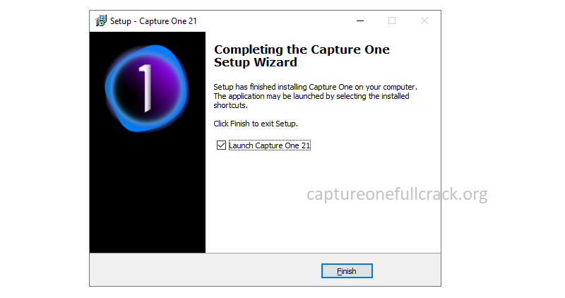 Launch Capture One 21 → Finish