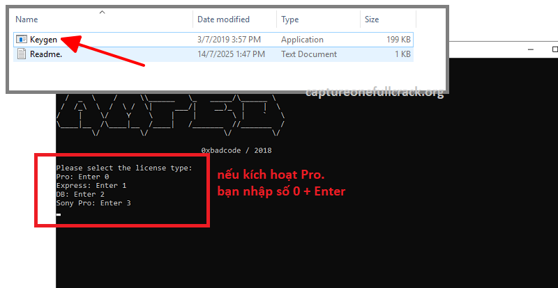 Keygen > nhấp số 0 > Enter