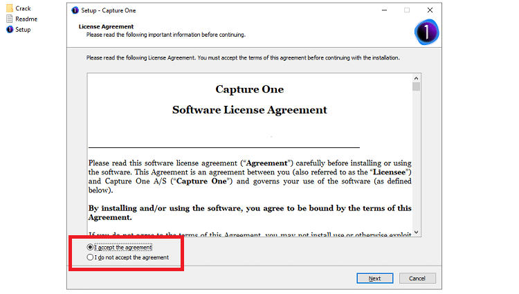 Chọn I accept để tiếp tục
